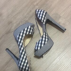Jessica Simpson Black and White Gingham Heels